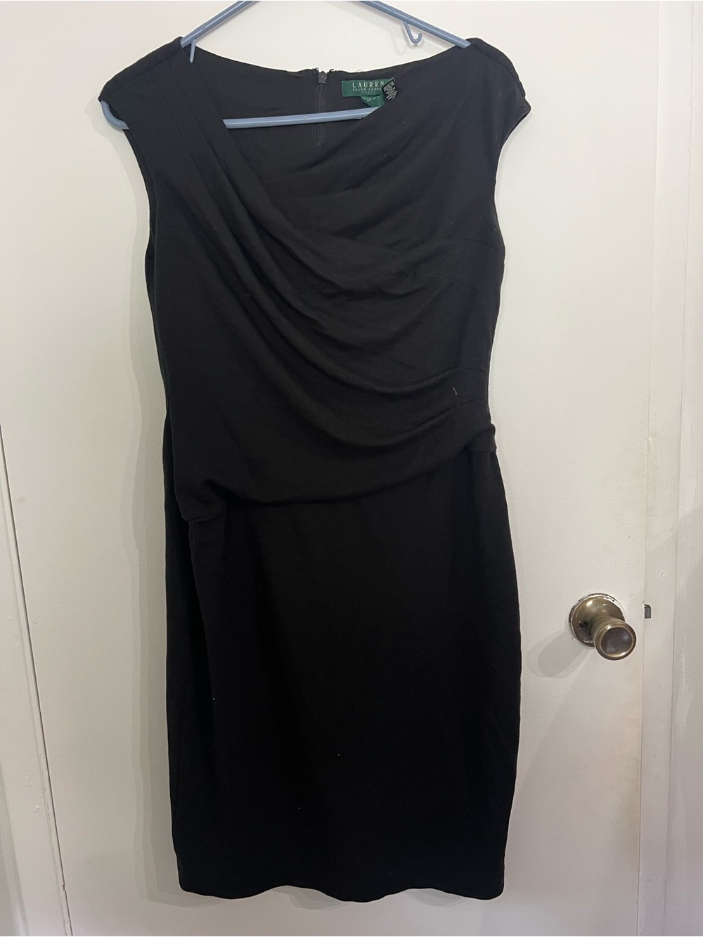 Lauren Ralph Lauren Black Draped Sheath Dress